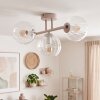 Moderne Cluster-Deckenleuchte Koyoto mit drei klaren Riffelglas-Schirmen, E14