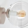 Moderne Kugel-Wandleuchte Gastor mit sandfarbener Wandhalterung, klarem Glasschirm