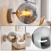 Retro-Kugel-Wandleuchte Gastor mit rauchfarbenem Glasschirm, Metall-Wandhalter in Sandfarben