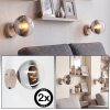 Runde moderne Wandleuchte Gastor im 2er-Set mit E14-Fassung aus Metall in Sandfarben