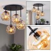 Moderne Cluster-Deckenleuchte Ripoll mit 4 runden Glasschirmen in Bernstein, ø 15 cm