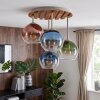 Naturfarbene Boho Kugel-Deckenleuchte Koyoto mit Holzlamellen-Abdeckung