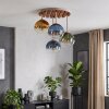 Boho-Kugel-Deckenleuchte Koyoto mit 4 Glasschirmen in Blau, Grün, Gold und Klar
