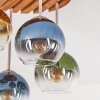 Boho-Kugel-Deckenleuchte Koyoto mit 4 Glasschirmen in Blau, Grün, Gold und Klar