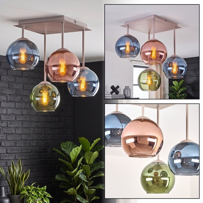 Moderne Kugel-Deckenleuchte Koyoto mit 4 Glasschirmen für den Esstisch Weiß H9146520