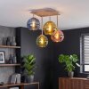 Cluster-Deckenleuchte Koyoto mit 4 bunten Glasschirmen, modernes Gestell in Sandfarben