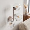 Moderne Wandleuchte Ripoll mit drei klaren Glasschirmen, sandfarbenes Metallgestell