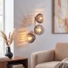 Moderne Wandleuchte Koyoto mit drei rauchfarbenen und klaren Glasschirmen, E14-Fassung