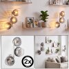 Kugel-Wandleuchte Koyoto im 2er-Set mit drei rauchfarbenen und klaren Riffelglasschirmen