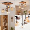 Boho Cluster-Deckenleuchte Koyoto mit 5 Glaskugeln in Bernstein, Chrom, Rauch und Klar