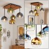 Boho Style Deckenleuchte Koyoto mit 5 Glaskugelschirmen in Blau, Grün, Gold und Klar