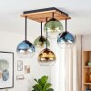 Boho Style Deckenleuchte Koyoto mit 5 Glaskugelschirmen in Blau, Grün, Gold und Klar