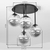 Moderne Cluster-Deckenleuchte Chehalis mit 4 klaren Glasschirmen in versetzter Anordnung