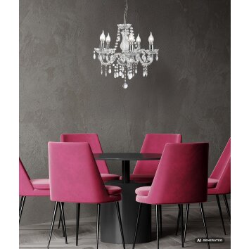 NOWA Marie 5-armiger Kronleuchter modern mit klarem Acrylglasschirm für Esszimmer