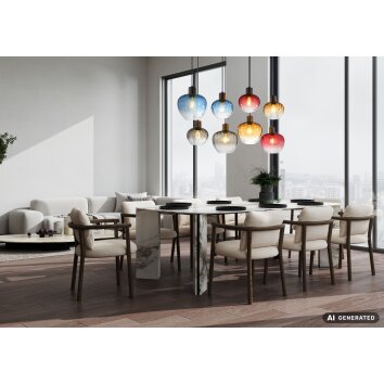 NOWA Toy Hängeleuchte mit mehrfarbigen Glaskugeln, Länge 110 cm, 8-flammig, E27