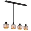 NOWA Tom Pendelleuchte mit rauchfarbenem Glasschirm, 4-flammig, E14, ø 15 cm