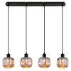 NOWA Tom Pendelleuchte mit rauchfarbenem Glasschirm, 4-flammig, E14, ø 15 cm