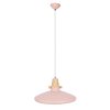 NOWA Carin Hängeleuchte mit Metallschirm in Holzoptik, Pink, E27, Ø 35 cm, IP20