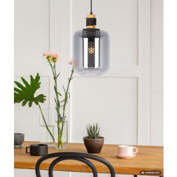 NOWA Ando Pendelleuchte mit rauchfarbenem Glasschirm E27 40W höhenverstellbar IP20
