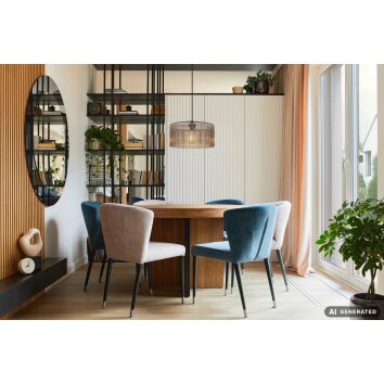 NOWA Leeds modern Hängeleuchte Pendelleuchte mit rauchfarbenem Schirm, E27 35 cm