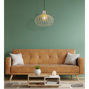 Mateo NOWA Metallkäfig-Hängeleuchte sandfarben, E27, modern, für Esszimmer