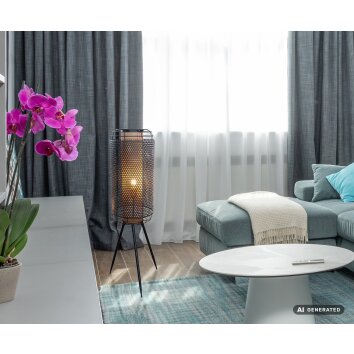 NOWA Denton moderne Stehlampe mit goldfarbenem Metallkäfigschirm, 110 cm, IP20