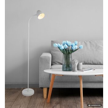 NOWA Jason Stehlampe, moderne Standlampe aus weißem Metall, E14, IP20, für Flur