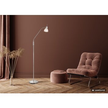 NOWA Daytona Lese-Stehlampe mit alabasterfarbenem Glasschirm, nickel-matt, E14