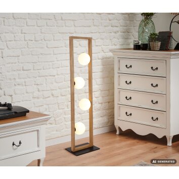 Nanda NOWA Stehlampe aus Holz, Kautschuk und Metall, 4-flammig, G9, IP20
