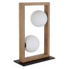 NOWA Nanda braune Holz-Tischlampe mit weißem Glasschirm, 2-flammig, G9, modern