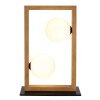 NOWA Nanda braune Holz-Tischlampe mit weißem Glasschirm, 2-flammig, G9, modern