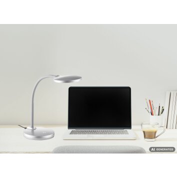 NOWA Carmen LED moderne Schreibtischleuchte dimmbar in Silber für Büro und Homeoffice