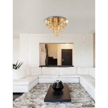NOWA London goldene Deckenlampe in Kristalloptik 3-flammig Ø 38 cm E14 IP20