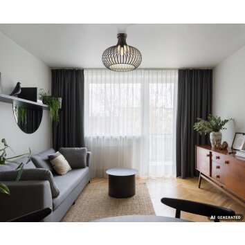 Mateo Metallkäfig-Deckenleuchte rostfarben E27 IP20 bis 40 Watt für Esszimmer und Wohnzimmer