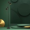 Steinhauer Preto 2-flammige Stehlampe mit drehbaren goldfarbenen Metallschirmen