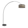 Steinhauer Curve Bogen-Stehlampe, naturfarbener Holzschirm, 210 cm, E27, IP20
