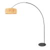 Steinhauer Curve Bogenstehlampe für Wohnzimmer, 210 cm, brauner Seegras-Schirm, dimmbar
