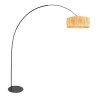Steinhauer Curve Bogenstehlampe für Wohnzimmer, 210 cm, brauner Seegras-Schirm, dimmbar