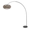 Steinhauer Curve Bogenstehlampe mit braun-schwarzem Holzschirm, E27 und Schalter