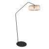 Steinhauer Zig-Zag Bogenstehlampe mit braunem Holzschirm, dimmbar, modern
