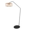 Steinhauer Zig-Zag Bogenstehlampe mit braunem Holzschirm, dimmbar, modern