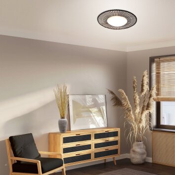 Steinhauer Aura LED Deckenleuchte, Deckenlampe aus Holz, rund, orientalisch, Ø 50 cm