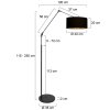 Steinhauer Prestige Chic Bogenstehlampe aus Metall mit goldfarbenem Stoffschirm, dimmbar