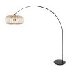 Steinhauer Sparkled Light Stehleuchte mit braunem Holzschirm, E27, dimmbar, IP20, 240 cm