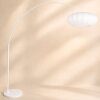 Steinhauer Sparkled Light verstellbare Bogenstehlampe, dimmbar, mit weißem Stoffschirm