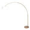 Steinhauer Sparkled Light bronzefarbene Stehlampe als Bogenlampe mit weißem Stoffschirm