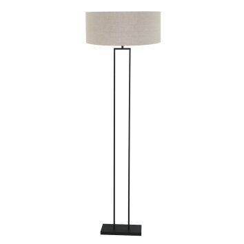 Steinhauer Stehlampe Stang, verstellbar, rechteckiger Rahmen, grauer Stoffschirm