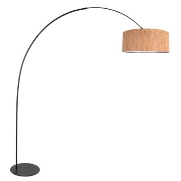 Steinhauer Curve moderne Bogenstehleuchte mit beigem Korkschirm, E27, dimmbar