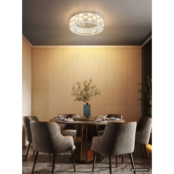 Globo Lidia LED Deckenleuchte Chrom mit Glasschirm Bernsteinfarben-Klar Ø 40 cm