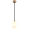 Globo Rowena Hängeleuchte mit braunem Holz-Glasschirm, E27, Ø 15 cm, Länge 120 cm, IP20